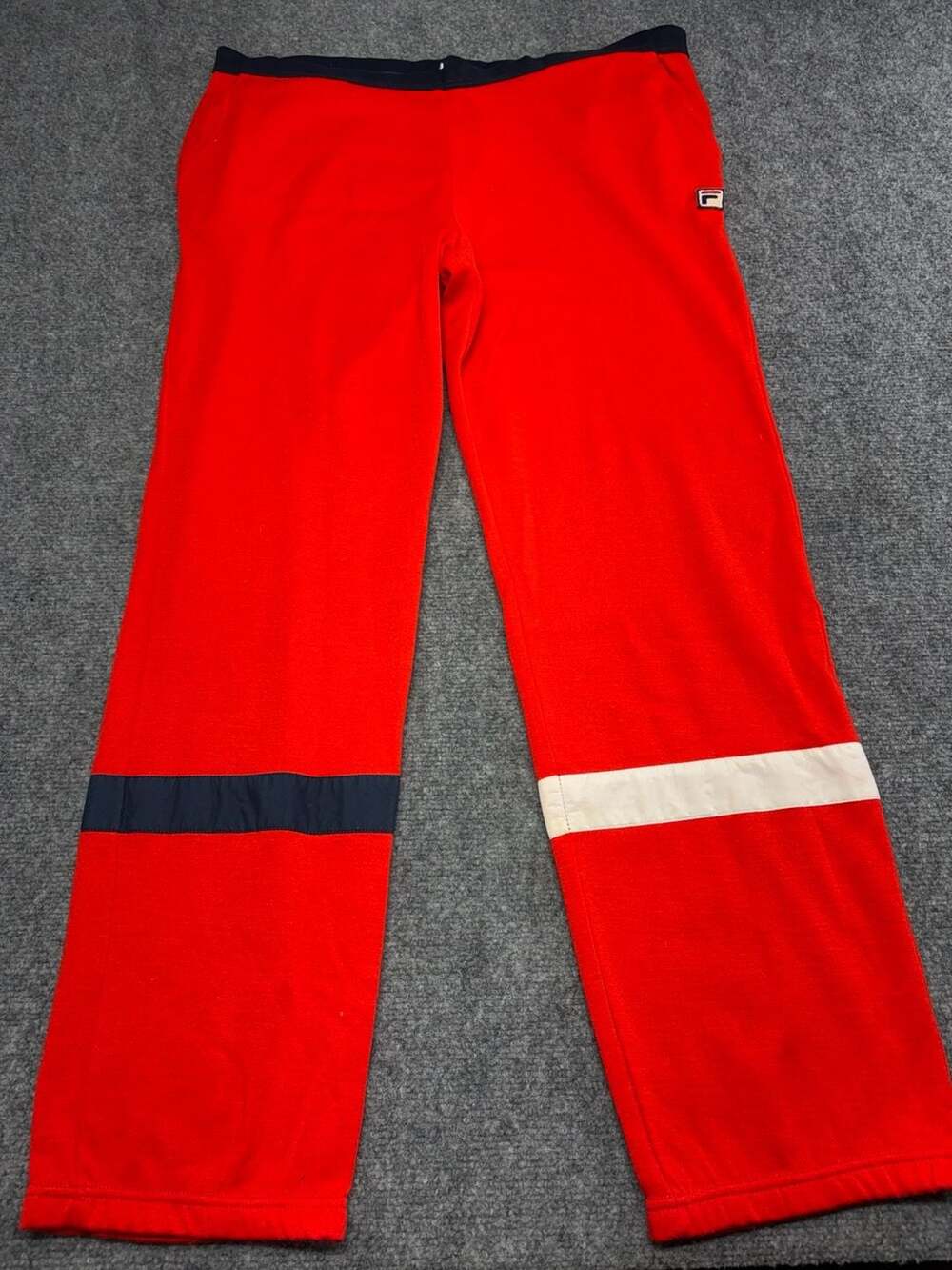 VTG Fila Red Track Pants Men's Large-34-leg stripes Sportswear Activewear BORG